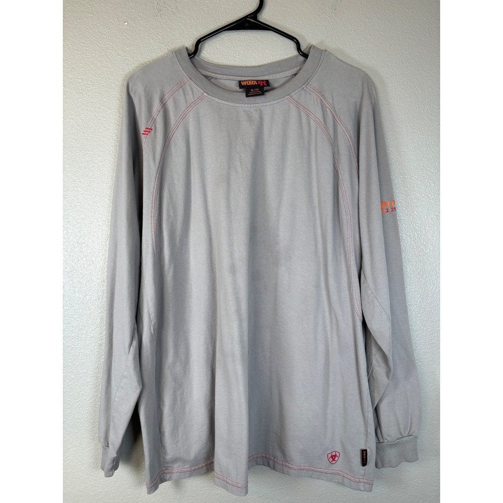 Ariat Work FR Shirt Mens XL Gray Long Sleeve Flame Resistant HRC2 CAT2 Cotton